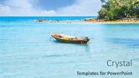  Presentation with fisherman - Presentation design consisting of fisherman-boat-in-the-sea background and a sky blue colored foreground