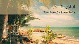  Presentation with cabin - Presentation theme with fisherman cabin on the beach in thailand background and a coral colored foreground