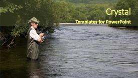  Presentation with pink river - Cool new presentation theme with fisherman catches of salmon pink salmon on the river backdrop and a tawny brown colored foreground