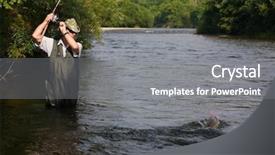  Presentation with pink river - Amazing slides having fisherman catches of salmon pink salmon on the river early morning backdrop and a gray colored foreground