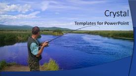  Presentation with pink river - Beautiful PPT theme featuring fisherman catches of salmon pink salmon on the river mouth photographed through a polarizing filter backdrop and a light blue colored foreground