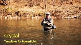  Presentation with fisherman - Audience pleasing slide deck consisting of fisherman-caught-a-big-grayling backdrop and a tawny brown colored foreground