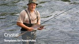  Presentation with pink river - Presentation having fisherman caught a salmon pink salmon on the river early morning background and a gray colored foreground