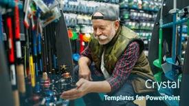  Presentation with fisherman - Audience pleasing slide deck consisting of fisherman-choosing-reel-in-fishing backdrop and a ocean colored foreground