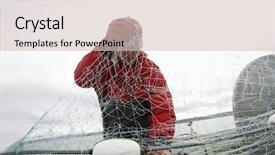  Presentation with fishing net - Presentation theme featuring fisherman detangling fishing net while background and a lemonade colored foreground