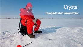  Presentation with fisherman - PPT theme having fisherman enjoying a days fishing background and a teal colored foreground