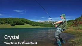  Presentation with macedonia - Presentation theme with fisherman fishing on a mavrovo background and a tawny brown colored foreground
