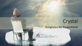  Presentation with iceberg - Beautiful theme featuring fisherman floating on the iceberg backdrop and a soft green colored foreground