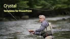  Presentation with fly - Cool new slide set with fisherman fly-fishing in river backdrop and a wine colored foreground