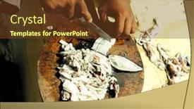  Presentation with fisherman - Cool new slide deck with fisherman-hands-close-up-cuts backdrop and a tawny brown colored foreground