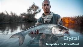  Presentation with trophy - Colorful PPT layouts enhanced with fisherman-holds-the-trophy-asp backdrop and a ocean colored foreground