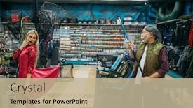  Presentation with fisherman - Beautiful slide deck featuring fisherman-hooked-a-woman-s backdrop and a mint green colored foreground