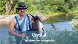  Presentation with pink river - Presentation theme with fisherman keeps caught salmon male pink salmon was caught in the river far east russia background and a teal colored foreground