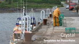  Presentation with loading - Slides featuring fisherman-loading-lobster-pots background and a gray colored foreground
