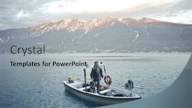  Presentation with fisherman - Colorful presentation theme enhanced with fisherman on a boat backdrop and a light gray colored foreground