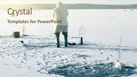  Presentation with fisherman - Presentation theme having fisherman on ice background and a  colored foreground