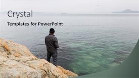  Presentation with sea fishing - Cool new presentation design with fisherman-on-sea-fishing backdrop and a white colored foreground