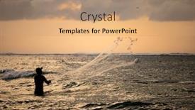  Presentation with indonesia - PPT theme featuring fisherman-on-the-beach background and a coral colored foreground