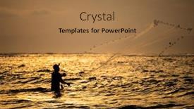  Presentation with bali indonesia touristic destination - Presentation design with fisherman-on-the-beach background and a coral colored foreground