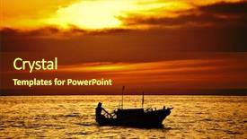  Presentation with ocean ship - Theme consisting of fisherman on the boat over dramatic sunset male on vessel beautiful seascape with dark clouds ship silhouette in ocean over evening sunlight traveling holiday vacation and hobby conception background and a tawny brown colored foreground