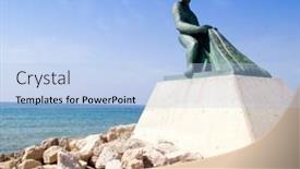  Presentation with fisherman - PPT layouts featuring fisherman-statue-in-salou-beach background and a light blue colored foreground