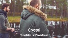  Presentation with fish river - Audience pleasing slide set consisting of fisherman with a spinning rod catching fish on a river man on a weekend hobby leisure and active summer and autumn concept rural background backdrop and a dark gray colored foreground