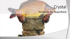  Presentation with fisherman - PPT theme enhanced with free trophy - fisherman with big fish common background and a light gray colored foreground