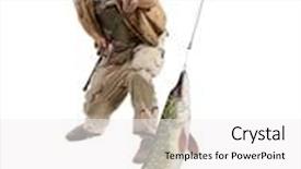  Presentation with fisherman - Presentation design with fisherman with big fish - pike esox lucius isolated on white background and a white colored foreground