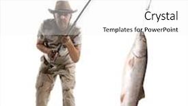  Presentation with salt water fish - PPT layouts with fisherman with big fish - salmon background and a white colored foreground