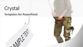  Presentation with fisherman - Beautiful slide deck featuring fisherman with empty signboard on a his fishing hook successful business concept backdrop and a white colored foreground