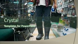  Presentation with fishing net - Cool new slide deck with fisherman-with-net-and-toolbox backdrop and a tawny brown colored foreground