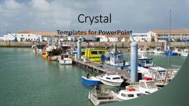  Presentation with boats - PPT theme featuring fishermans-boats-in-harbor-la background and a light blue colored foreground