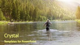  Presentation with montana - PPT theme having fishermen - fisherman flyfishing in river background and a tawny brown colored foreground