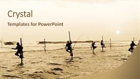 Presentation with sri lanka - PPT theme featuring fishermen at sunset near gall background and a cream colored foreground