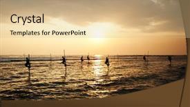  Presentation with sri lanka - PPT theme consisting of fishermen at sunset near gall background and a coral colored foreground
