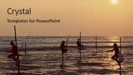  Presentation with sri lanka tamil - Colorful PPT theme enhanced with fishermen at sunset near gall backdrop and a  colored foreground
