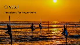  Presentation with sri lanka - Presentation theme enhanced with fishermen at sunset near gall background and a  colored foreground