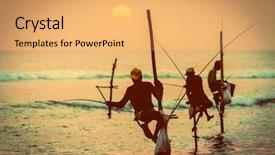  Presentation with sri lanka - Beautiful PPT theme featuring fishermen at sunset near gall backdrop and a yellow colored foreground