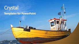  Presentation with history of baltic republics - Beautiful presentation theme featuring fishermen boat in the coast backdrop and a teal colored foreground