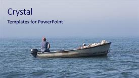  Presentation with boat - Audience pleasing PPT layouts consisting of fishermen in a boat watching backdrop and a lemonade colored foreground