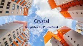  Presentation with apartment buildings - Amazing slides having fisheye shot of new apartments backdrop and a light blue colored foreground