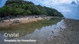  Presentation with gloomy - Colorful presentation theme enhanced with tropical sea under gloomy backdrop and a gray colored foreground