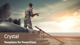  Presentation with fishing boat - Slide set featuring fishfry - mature man fishing background and a violet colored foreground