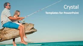  Presentation with hunting - PPT theme featuring fishing - little girl fishing background and a teal colored foreground