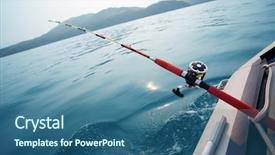  Presentation with sea fishing - PPT theme featuring fishing boat - salmon trolling in sea japan background and a ocean colored foreground