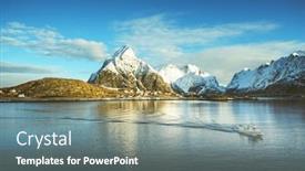  Presentation with old fishing boat - Cool new PPT theme with fishing-boat-and-reine-village backdrop and a gray colored foreground