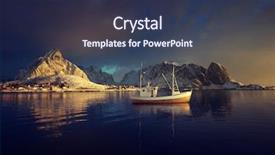  Presentation with fishing boat - Cool new slide deck with fishing boat and reine village backdrop and a tawny brown colored foreground