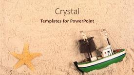  Presentation with fishing boat - Beautiful theme featuring fishing-boat-ans-star-fish backdrop and a lemonade colored foreground