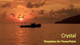  Presentation with fishing boat - Beautiful PPT layouts featuring fishing boat at sunset backdrop and a  colored foreground