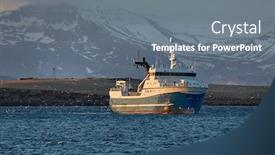  Presentation with fishing boat - Presentation consisting of fishing-boat-coming-back background and a gray colored foreground